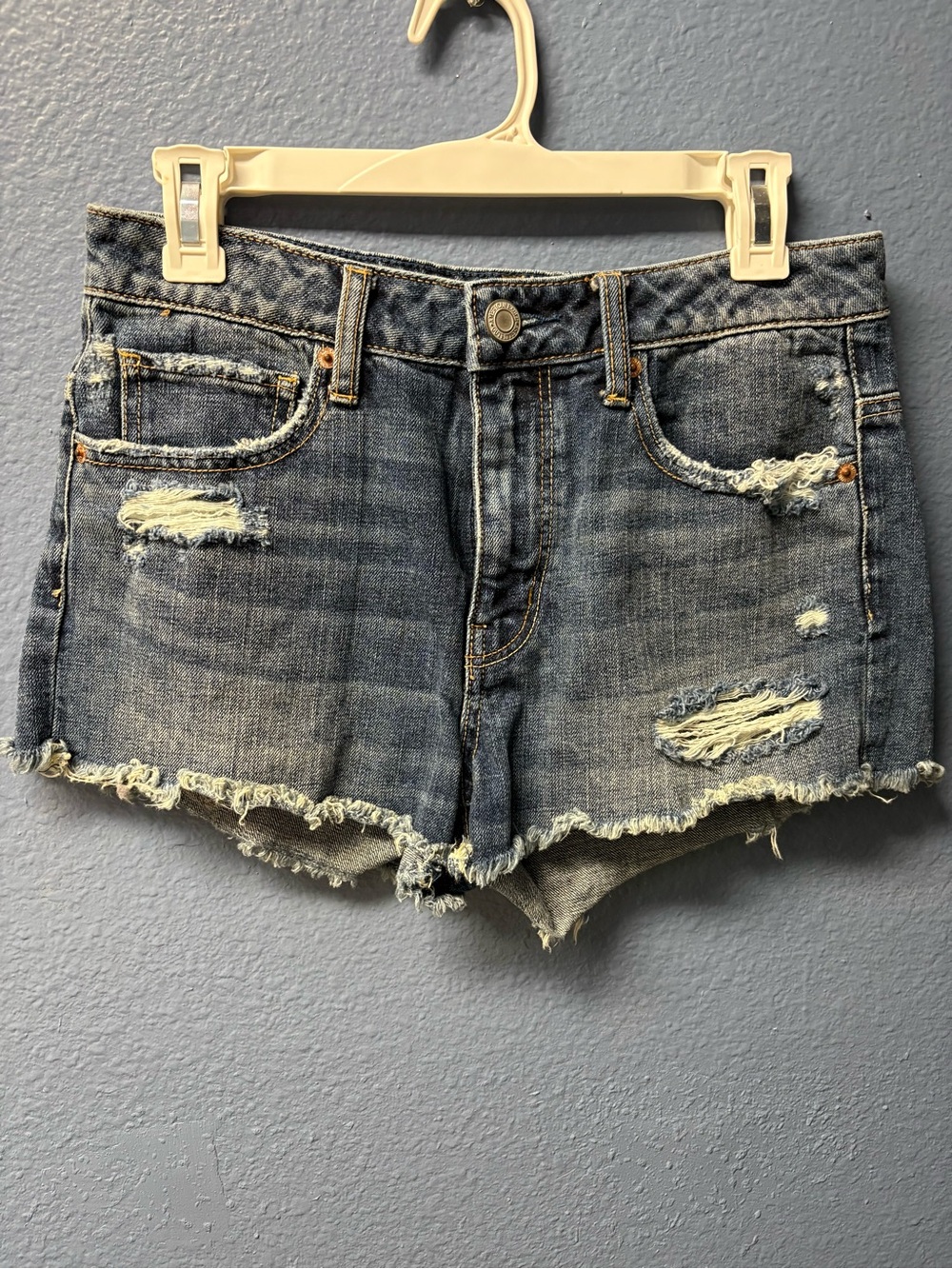 American Eagle Women's Distressed Denim Shorts - Blue Wash